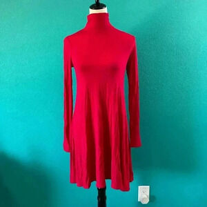 BCBGMaxazria Red Mock neck Long Sleeve Dress Knee Length Size XS